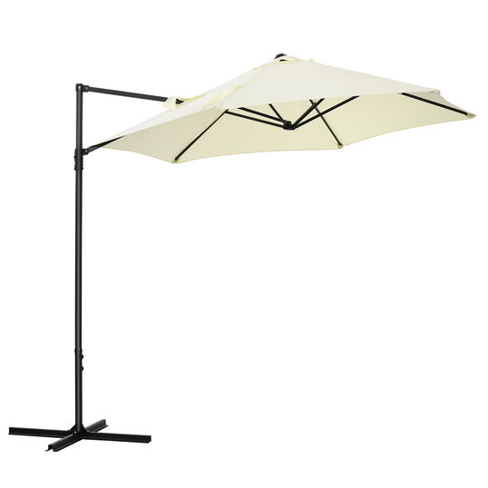 Outsunny Umbrelă de Grădină cu Rotație la 360°, Braț cu Bază în Cruce și Orificiu de Ventilație, Ø256x245 cm, Bej | Aosom Romania