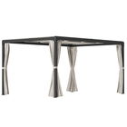 Outsunny Foisor cu pergola 3 x 3 (m) cu acoperis extensibil, Adapost cu copertina cu pergola retractabila cu perdele, Cadru din aluminiu pentru gradina, peluza, curte si terasa, bej | Aosom Romania