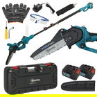 Outsunny Ferăstrău cu Acumulator 2 în 1 cu Tijă Telescopică și Motor Brushless Albastru | Aosom Romania