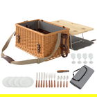 Outsunny Coș Picnic Răchită Bej cu Set | Aosom Romania