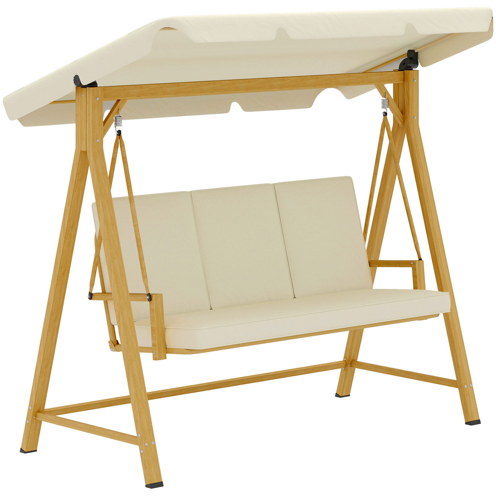 Outsunny Balansoar de Grădină 3 Locuri cu Acoperiș și Perne 195x120x170cm Bej | Aosom Romania
