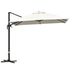 Outsunny umbrelă suspendată înclinabilă cu manivelă și bază în cruce, crem | Aosom Romania