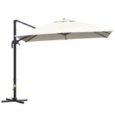 Outsunny umbrelă suspendată înclinabilă cu manivelă și bază în cruce, crem | Aosom Romania