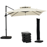 Outsunny Umbrelă de Grădină 2.7x2.7 m Reglabilă cu Bază și Husă Bej | Aosom Romania