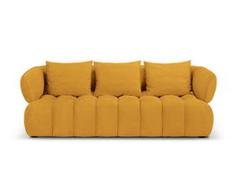 Canapea 3 locuri, Reese-192, Micadoni Home, 256x100x84 cm, catifea structurata, galben mustar