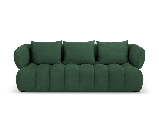 Canapea 3 locuri, Reese-192, Micadoni Home, 256x100x84 cm, catifea structurata, verde
