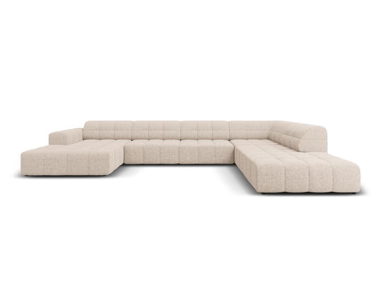 Coltar panoramic dreapta 7 locuri, Jennifer-140, Micadoni Home, 364x262x70 cm, tesatura chenille din poliester, bej