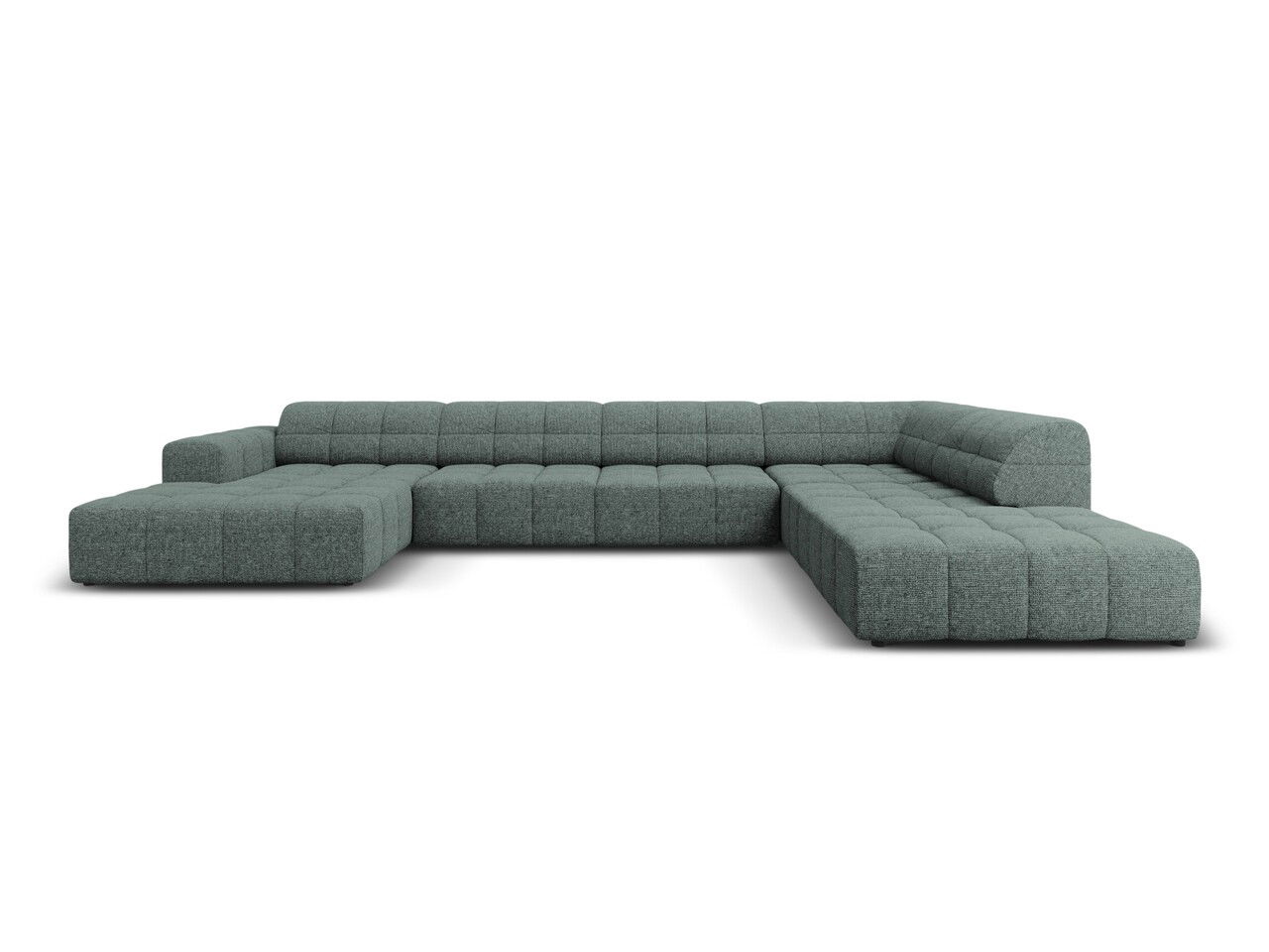 Coltar panoramic dreapta 7 locuri, Jennifer-140, Micadoni Home, 364x262x70 cm, tesatura chenille din poliester, petrol