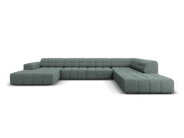 Coltar panoramic dreapta 7 locuri, Jennifer-140, Micadoni Home, 364x262x70 cm, tesatura chenille din poliester, petrol