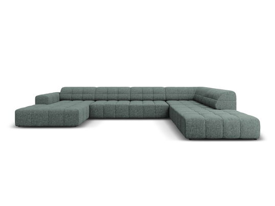 Coltar panoramic dreapta 7 locuri, Jennifer-140, Micadoni Home, 364x262x70 cm, tesatura chenille din poliester, petrol