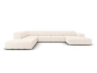 Coltar panoramic stanga 7 locuri, Jennifer-140, Micadoni Home, 364x262x70 cm, tesatura chenille din poliester, bej deschis