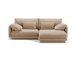 Coltar dreapta 3 locuri, Torino-184, Micadoni Home, 220x170x83 cm, catifea, bej sand