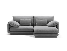Coltar dreapta 3 locuri, Torino-184, Micadoni Home, 220x170x83 cm, catifea, gri deschis
