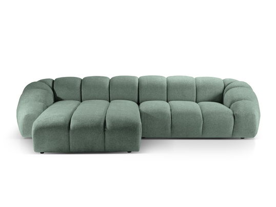Coltar stanga 4 locuri, Diana-192, Micadoni Home, 334x182x72 cm, catifea structurata, verde menta