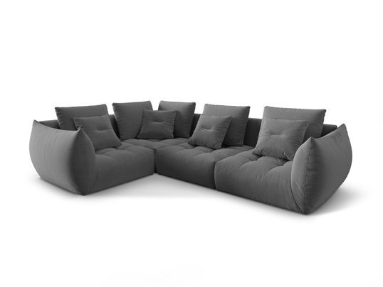 Coltar modular stanga 3 locuri, Bloom-184, Micadoni Home, 316x216x95 cm, catifea, albastru pastel