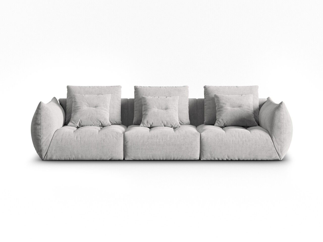 Canapea modulara 4 locuri, Bloom-86, Micadoni Home, 332x106x95 cm, tesatura structurata, argintiu