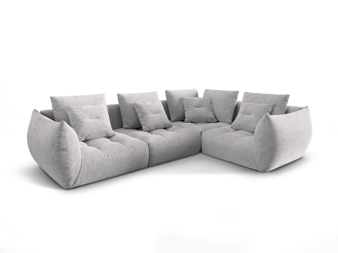 Coltar modular dreapta 3 locuri, Bloom-86, Micadoni Home, 316x216x95 cm, tesatura structurata, argintiu