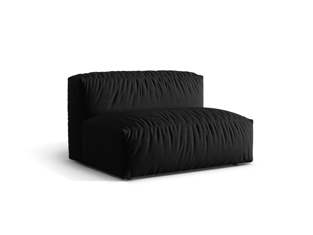 Modul pentru canapea, 1 loc, Martina-169, Micadoni Home, 132x106x75 cm, tesatura structurata catifelata, negru