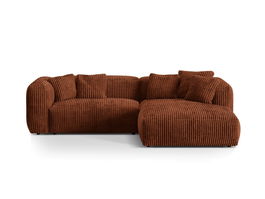 Coltar modular dreapta 2 locuri, Martina-212, Micadoni Home, 283x176x75 cm, velur, caramiziu