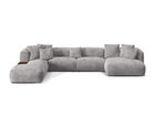 Coltar panoramic stanga 5 locuri design modular, Martina-212, Micadoni Home, 406x280x75 cm, velur, gri deschis