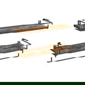 Set 2 rafturi de perete Industrial, Vasagle, 40x15.5x9 cm, PAL/otel, maro rustic