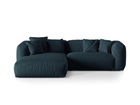 Coltar modular stanga 2 locuri, Martina-169, Micadoni Home, 283x176x75 cm, tesatura structurata catifelata, albastru jeans