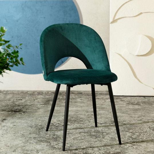 Scaun Tercio, Homla, 55x47x77 cm, metal/catifea din poliester, verde