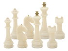 Set 8 decoratiuni piesa de sah Chess Quarzy, Mauro Ferretti, 4.4x4.4x9.2 cm/ 4.5x4.5x10.3 cm, polirasina, alb/auriu