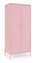 Dulap cu 2 usi Cambridge, Bizzotto, 2 rafturi reglabile, 80x50x185 cm, otel, roz pastel