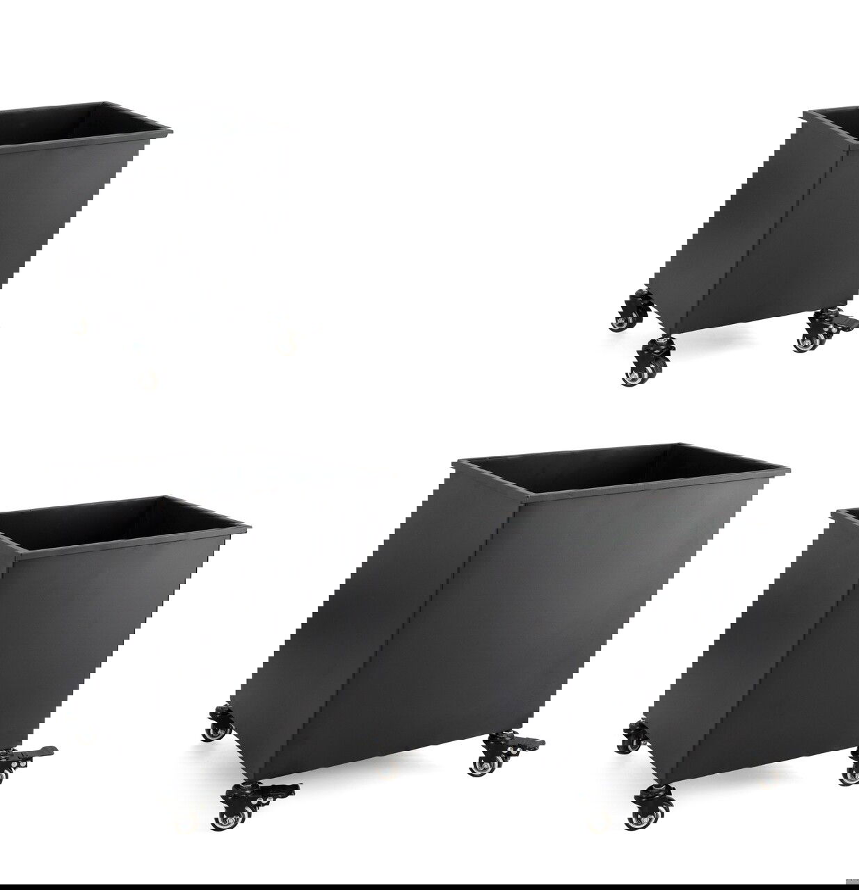 Set 3 suporturi de ghivece pentru exterior Square, Bizzotto, 35x35x42 cm, otel laminat la rece, negru