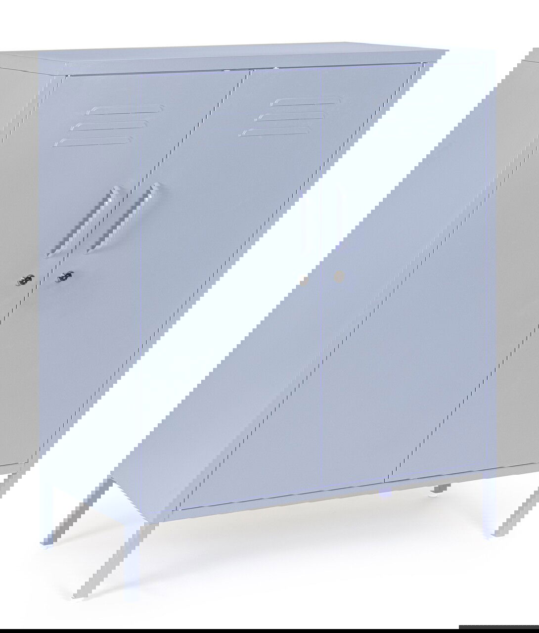 Bufet inferior Cambridge, Bizzotto, 2 rafturi reglabile, 80x40x101.5 cm, otel, albastru deschis
