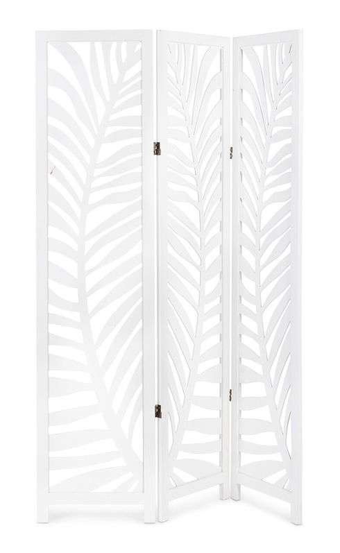 Paravan decorativ / despartitor camera Fern, Bizzotto, 120x170 cm, lemn de paulownia, alb