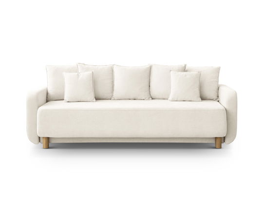Canapea extensibila 3 locuri, cu lada depozitare, Elen-211, Micadoni Home, 231x106x86 cm, tesatura structurata chenille, ivoriu