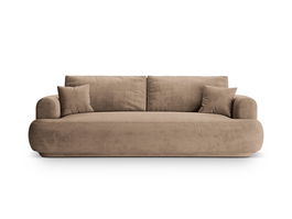 Canapea extensibila 3 locuri, Ella-120, Micadoni Home, 253x108x94 cm, catifea, bej inchis