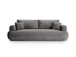 Canapea extensibila 3 locuri, Ella-120, Micadoni Home, 253x108x94 cm, catifea, gri