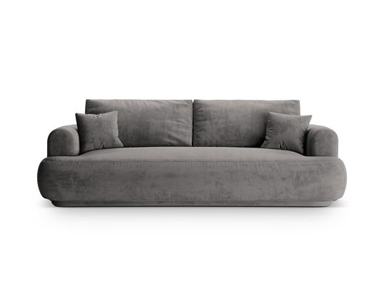 Canapea extensibila 3 locuri, Ella-120, Micadoni Home, 253x108x94 cm, catifea, gri