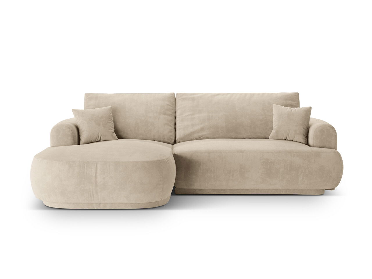 Coltar extensibil stanga 5 locuri, modular, cu lada depozitare, Ella, Micadoni Home, 271x174x94 cm, catifea, bej deschis
