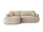 Coltar extensibil stanga 5 locuri, modular, cu lada depozitare, Ella, Micadoni Home, 271x174x94 cm, catifea, bej deschis