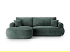 Coltar extensibil stanga 5 locuri, modular, cu lada depozitare, Ella, Micadoni Home, 271x174x94 cm, catifea, petrol