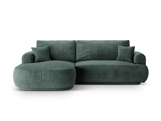 Coltar extensibil stanga 5 locuri, modular, cu lada depozitare, Ella, Micadoni Home, 271x174x94 cm, catifea, petrol