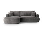 Coltar extensibil stanga 5 locuri, modular, cu lada depozitare, Ella, Micadoni Home, 271x174x94 cm, catifea, gri