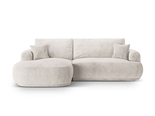 Coltar extensibil stanga 5 locuri, modular, cu lada depozitare, Ella, Micadoni Home, 271x174x94 cm, tesatura structurata chenille, bej