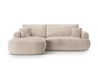 Coltar extensibil stanga 5 locuri, modular, cu lada depozitare, Ella, Micadoni Home, 271x174x94 cm, tesatura structurata chenille, bej sand