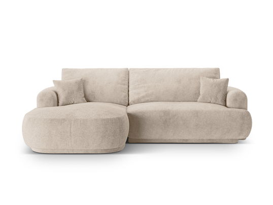 Coltar extensibil stanga 5 locuri, modular, cu lada depozitare, Ella, Micadoni Home, 271x174x94 cm, tesatura structurata chenille, bej sand