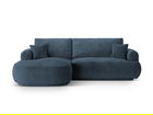 Coltar extensibil stanga 5 locuri, modular, cu lada depozitare, Ella, Micadoni Home, 271x174x94 cm, tesatura structurata chenille, albastru inchis