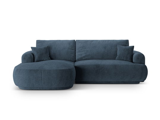 Coltar extensibil stanga 5 locuri, modular, cu lada depozitare, Ella, Micadoni Home, 271x174x94 cm, tesatura structurata chenille, albastru inchis