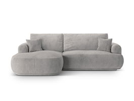 Coltar extensibil stanga 5 locuri, modular, cu lada depozitare, Ella, Micadoni Home, 271x174x94 cm, tesatura structurata chenille, bej inchis