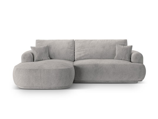 Coltar extensibil stanga 5 locuri, modular, cu lada depozitare, Ella, Micadoni Home, 271x174x94 cm, tesatura structurata chenille, bej inchis