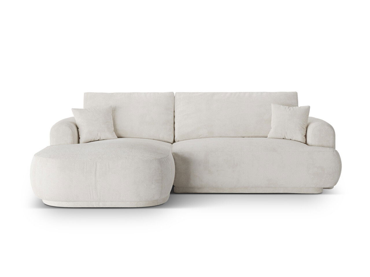Coltar extensibil stanga 5 locuri, modular, cu lada depozitare, Ella, Micadoni Home, 271x174x94 cm, tesatura boucle, bej deschis