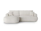 Coltar extensibil stanga 5 locuri, modular, cu lada depozitare, Ella, Micadoni Home, 271x174x94 cm, tesatura boucle, bej deschis